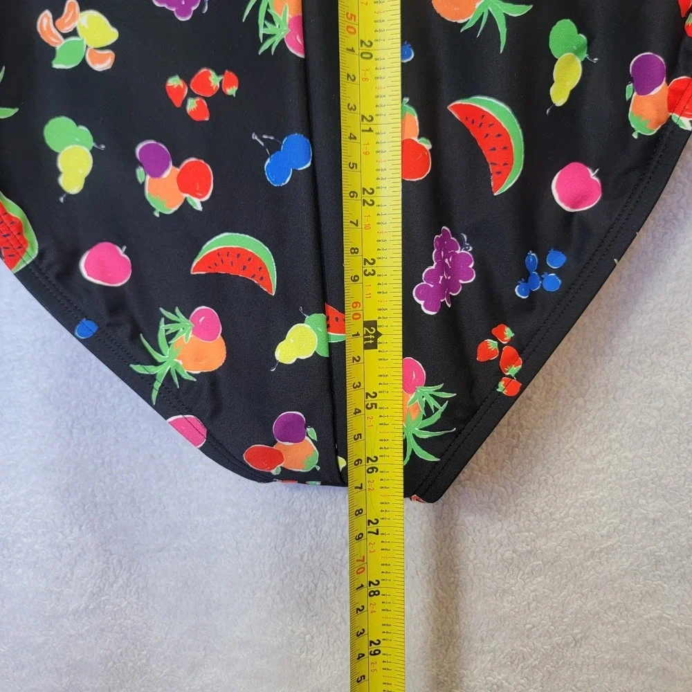 KATE SPADE Rash Guard Size M‎ Black/multi Fruits Swimsuit Long Sleeve NWT